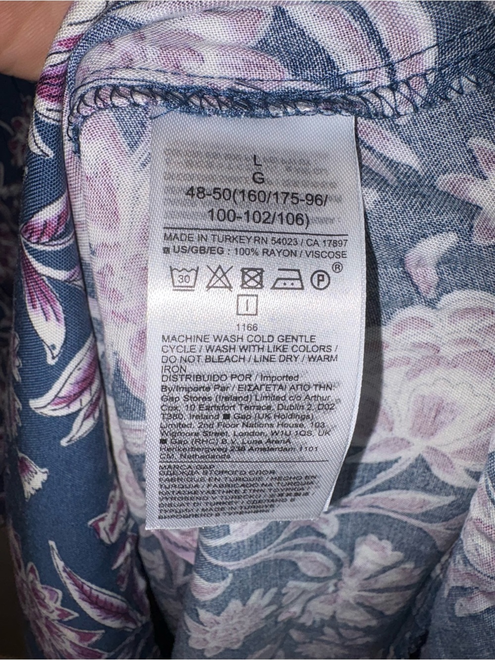 GAP Maternity Floral Tiered Midi Dress Size Large Blue Purple Viscose Prairie - Picture 4 of 10